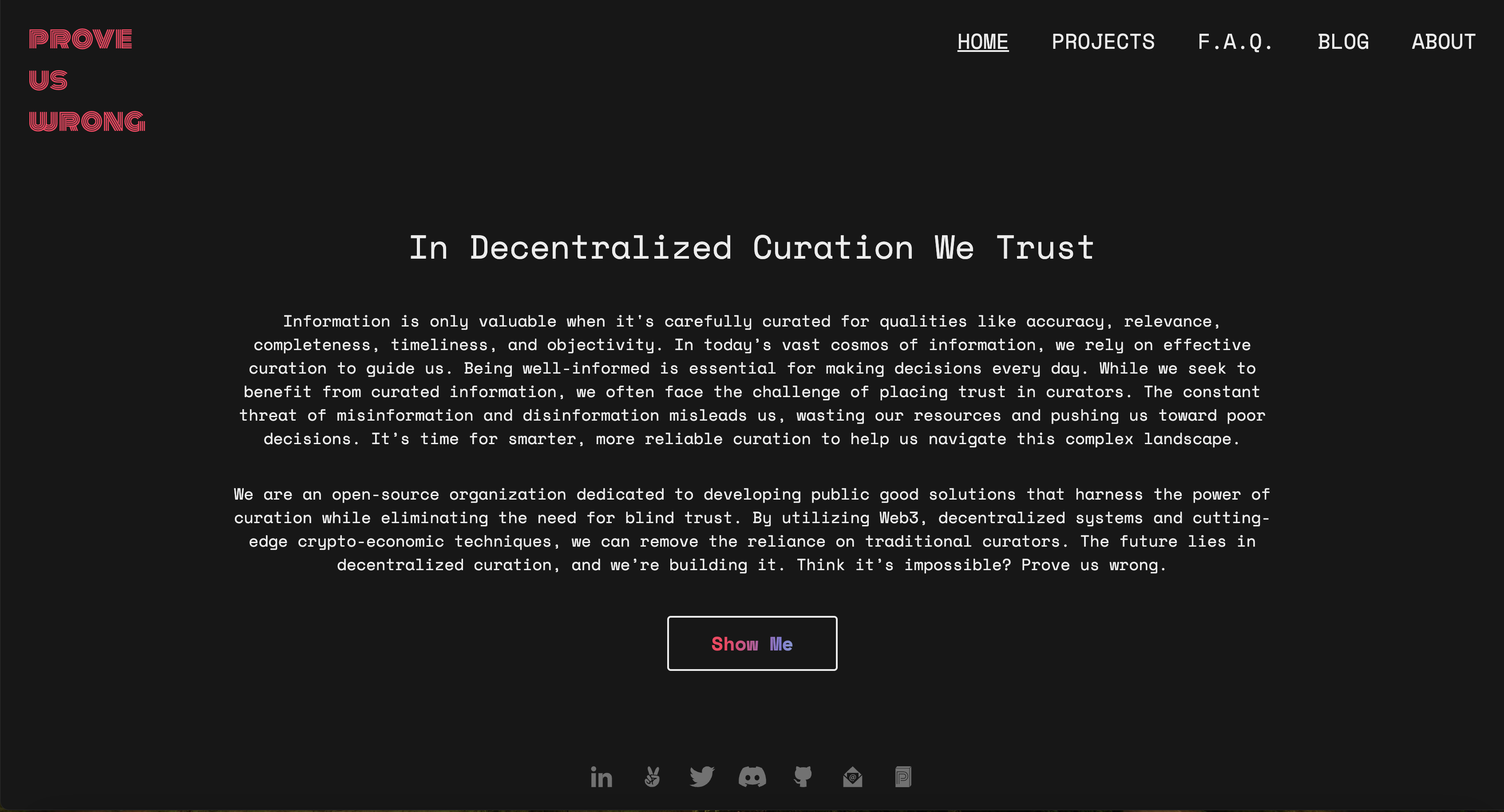 Prove Us Wrong Decentralized Curation Platform